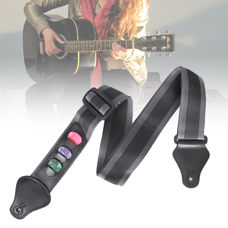 Tali Gitar Akustik Tali Gitar Listrik Universal Strap Gitar Kulit Strap Bass Elektrik Guitar Strap