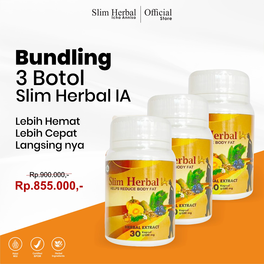 [ 3 BOTOL ] SLIM HERBAL IA Paket Hemat