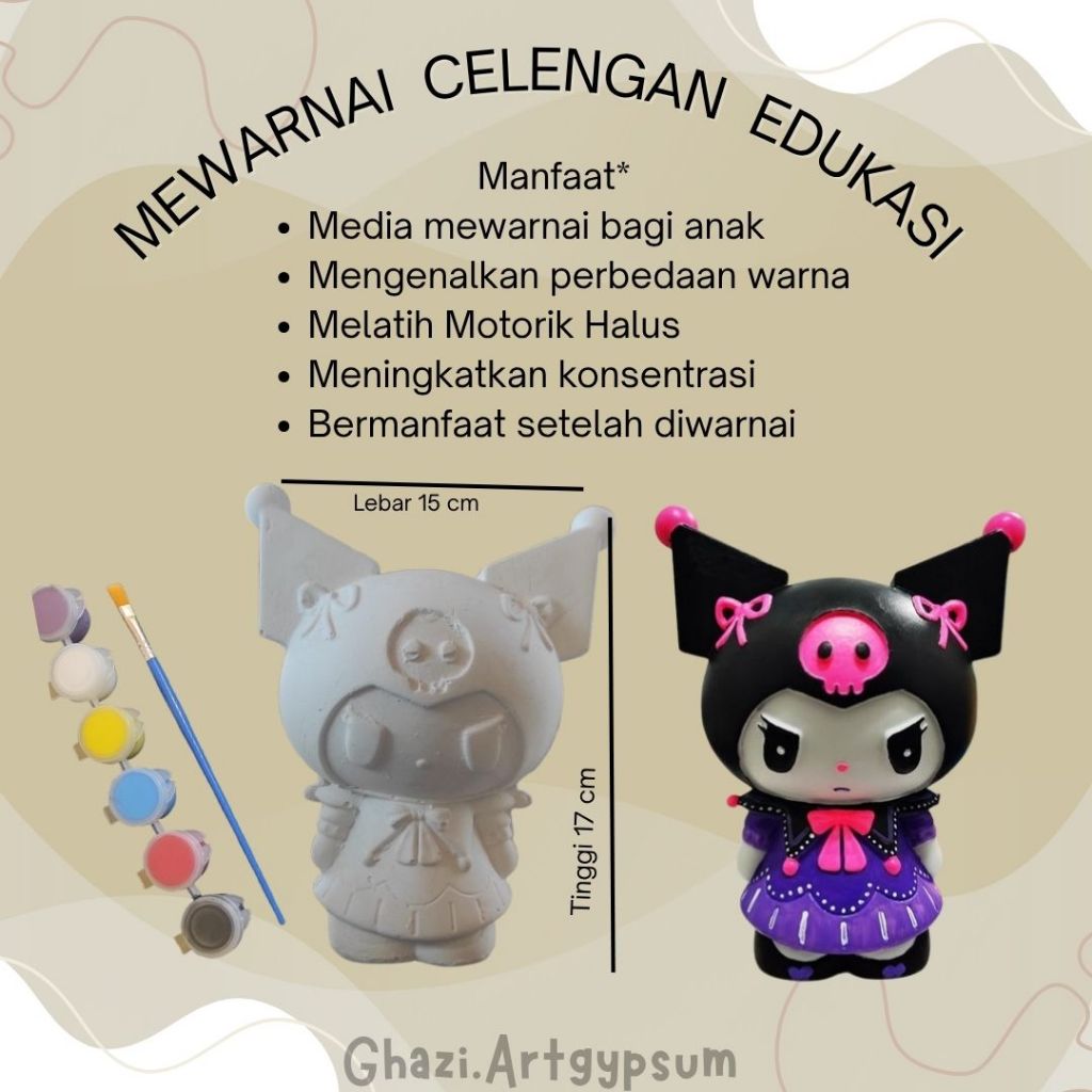 Celengan Gypsum Karakter Kuromi Melukis Edukasi