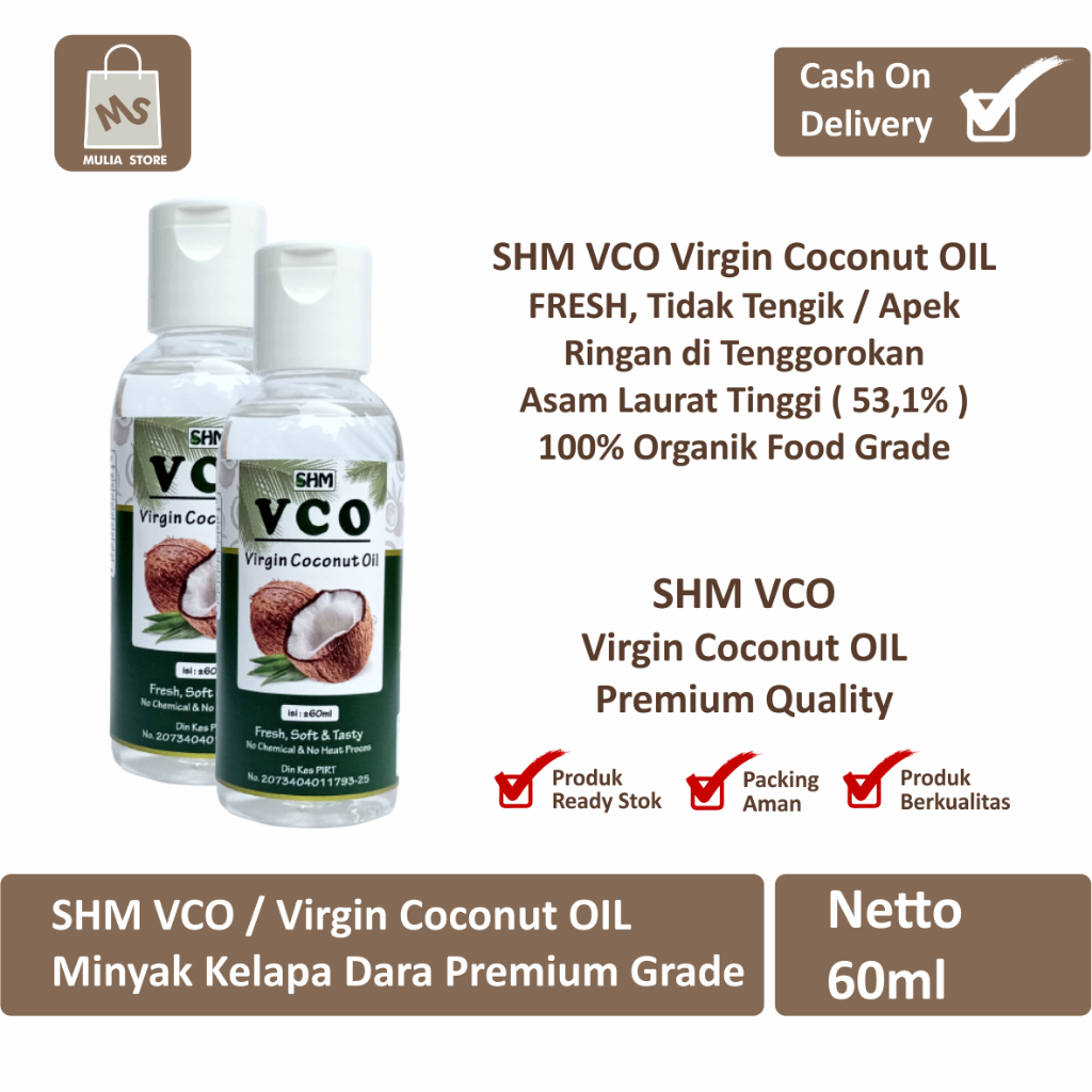 

Mulia Store - SHM VCO 60ml / Premium Grade A Virgin Coconut OIL / Minyak Kelapa Dara Murni