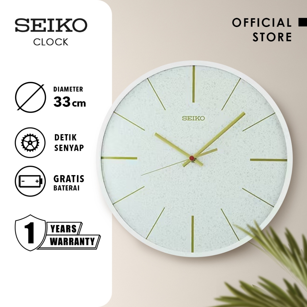 Jam Dinding Seiko QXA828W Detik Senyap Grey Chrome Original