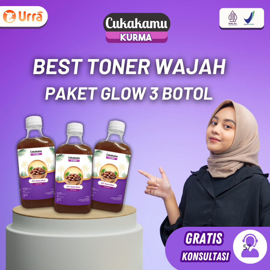 

CUKAKAMU Cuka Kurma Mencerahkan Wajah Putih Bersih Flek Hitam & Kerutan Hilang - 3 Botol