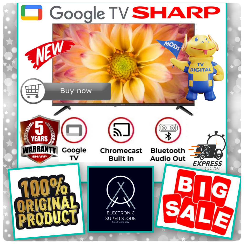 TV SHARP SMART GOOGLE TV 2K LED 43 INCH FULL HD HDR BLUETOOTH 2T-C43GH3000i C43GH LED SHARP TV