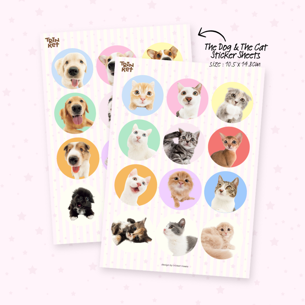 

TRINKET TREATS | STICKER DECO JAPAN HANDPHONE LAPTOP JOURNALING SCRAPBOOK PENPAL - The Dog The Cat Kucing Anjing