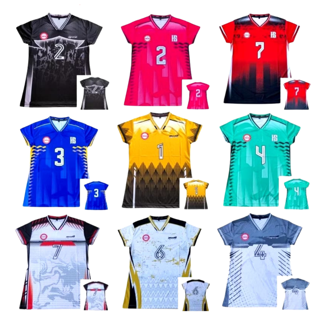 Baju Jersey Kaos Jersy Voly Volly Volley Voli Cewek Cowok Wanita Pria Fullprinting Polos Tangan Pend