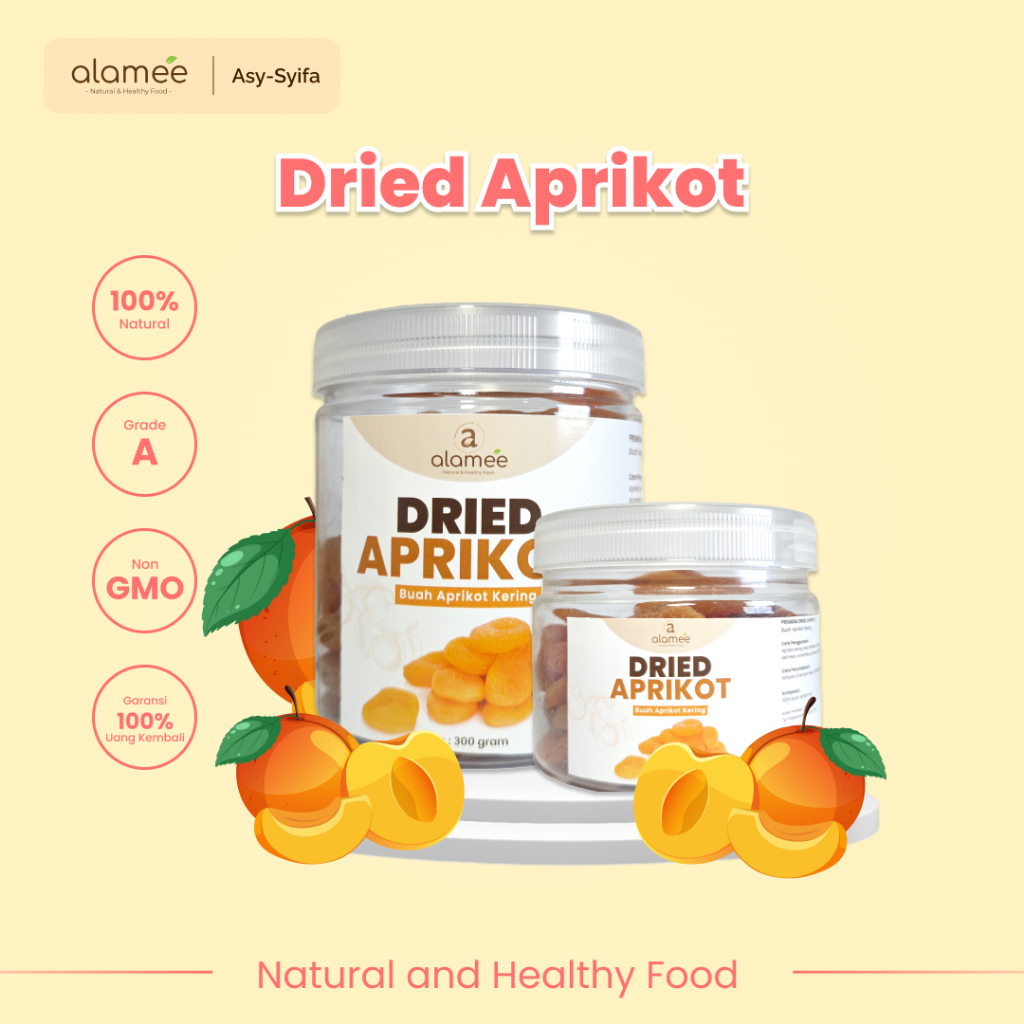 

ALAMEE Dried Apricot Buah Aprikot Kering Dried Fruit Apricots Tanpa Biji Cemilan Buah Sehat 300gr