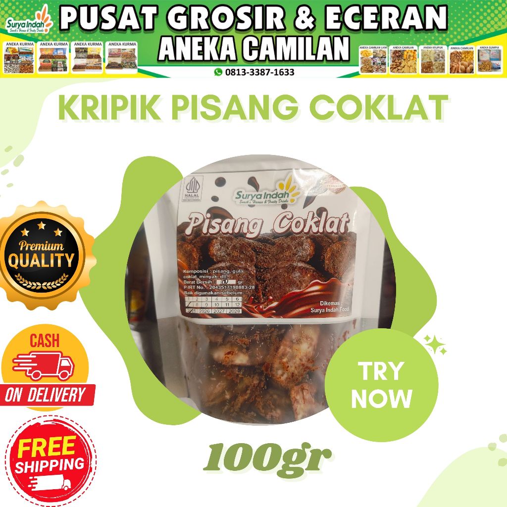 

Kripik Pisang Coklat packing 100gr by Surya Indah kwalitas premium