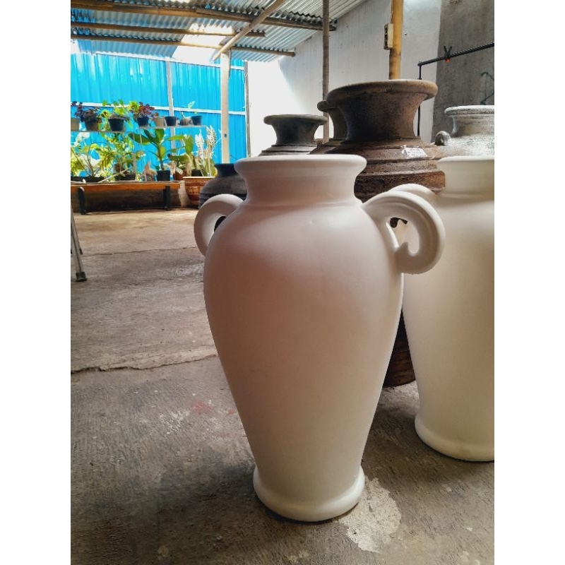 vas gerabah putih pot tanah liat 60cm