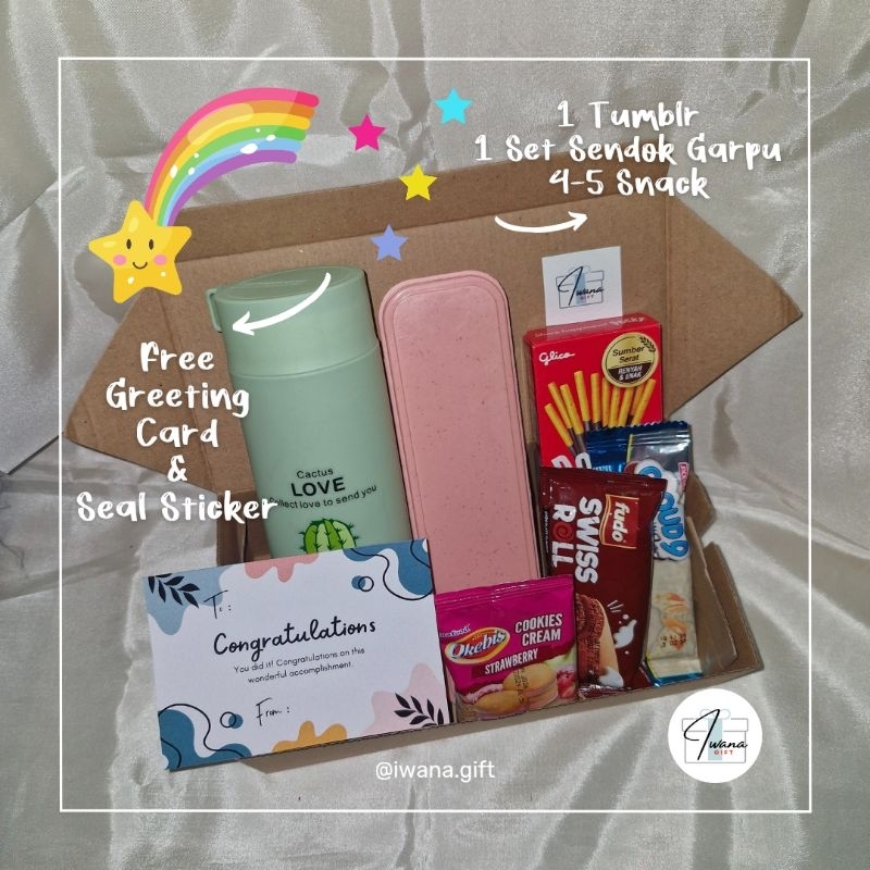 

Snack Box Tumblr / Gift Box Botol Minum / Gift Box Ulang Tahun / Gift Box Graduation / Free Kartu Ucapan