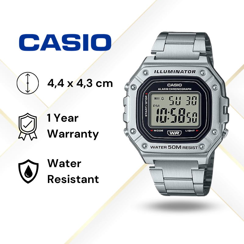 JAM TANGAN PRIA CASIO W-218HD-1A ORIGINAL - W218HD SILVER CASIO ORIGINAL