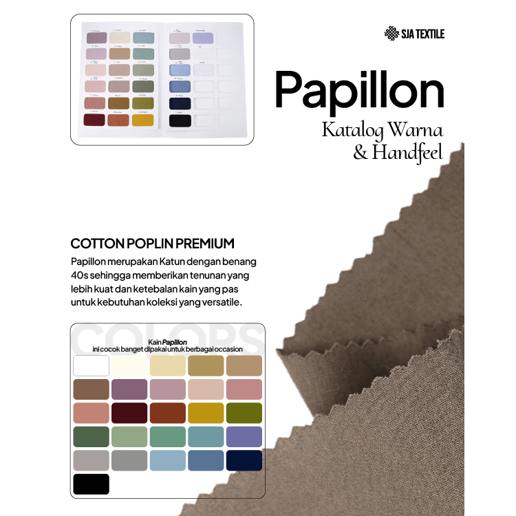 Katalog Papillon Kain Katun Catalogue by SJA Textile / Kain Katun Cotton 40s untuk Kemeja, Tunik Han