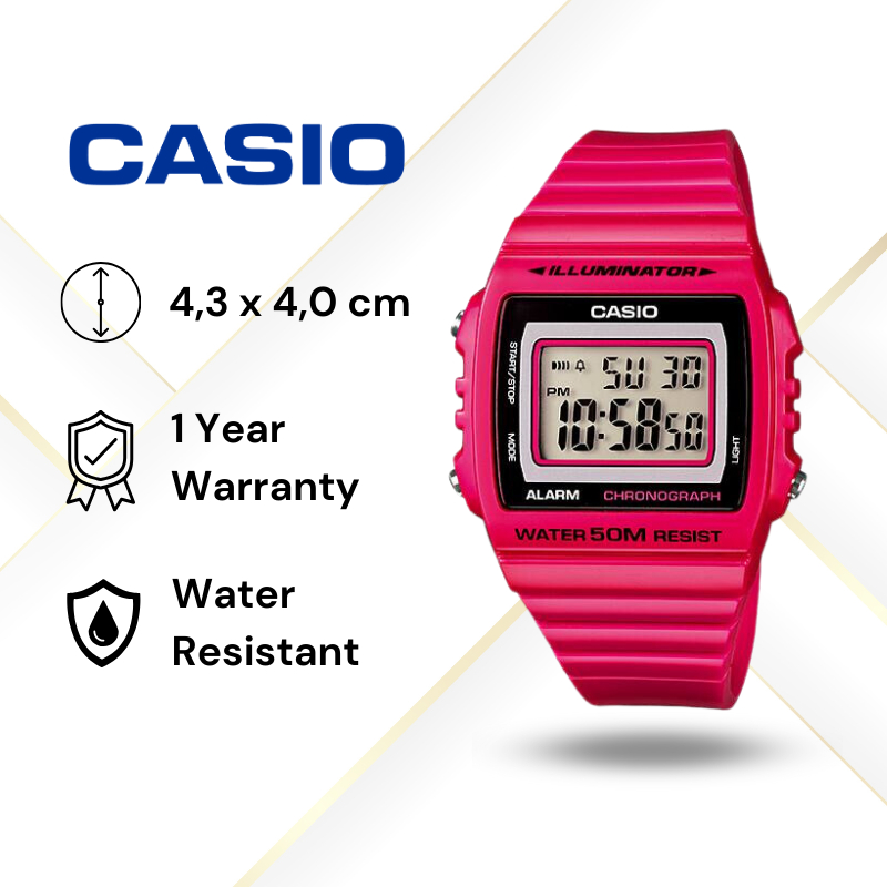 JAM TANGAN WANITA CASIO W-215H-4A ORIGINAL - W215H PINK CASIO ORIGINAL