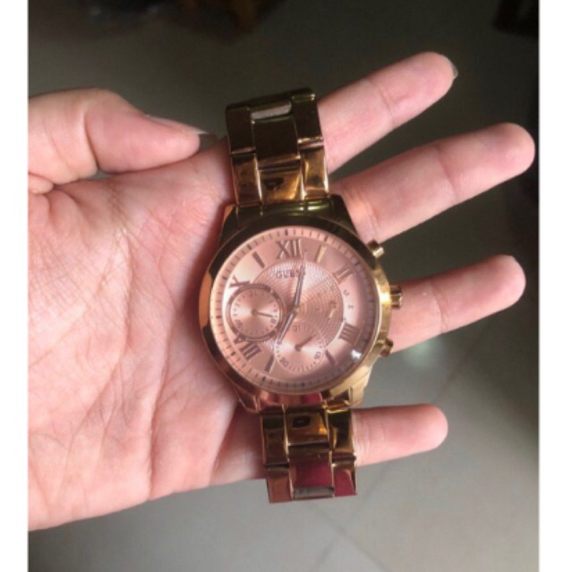 preloved jam tangan guess rose gold