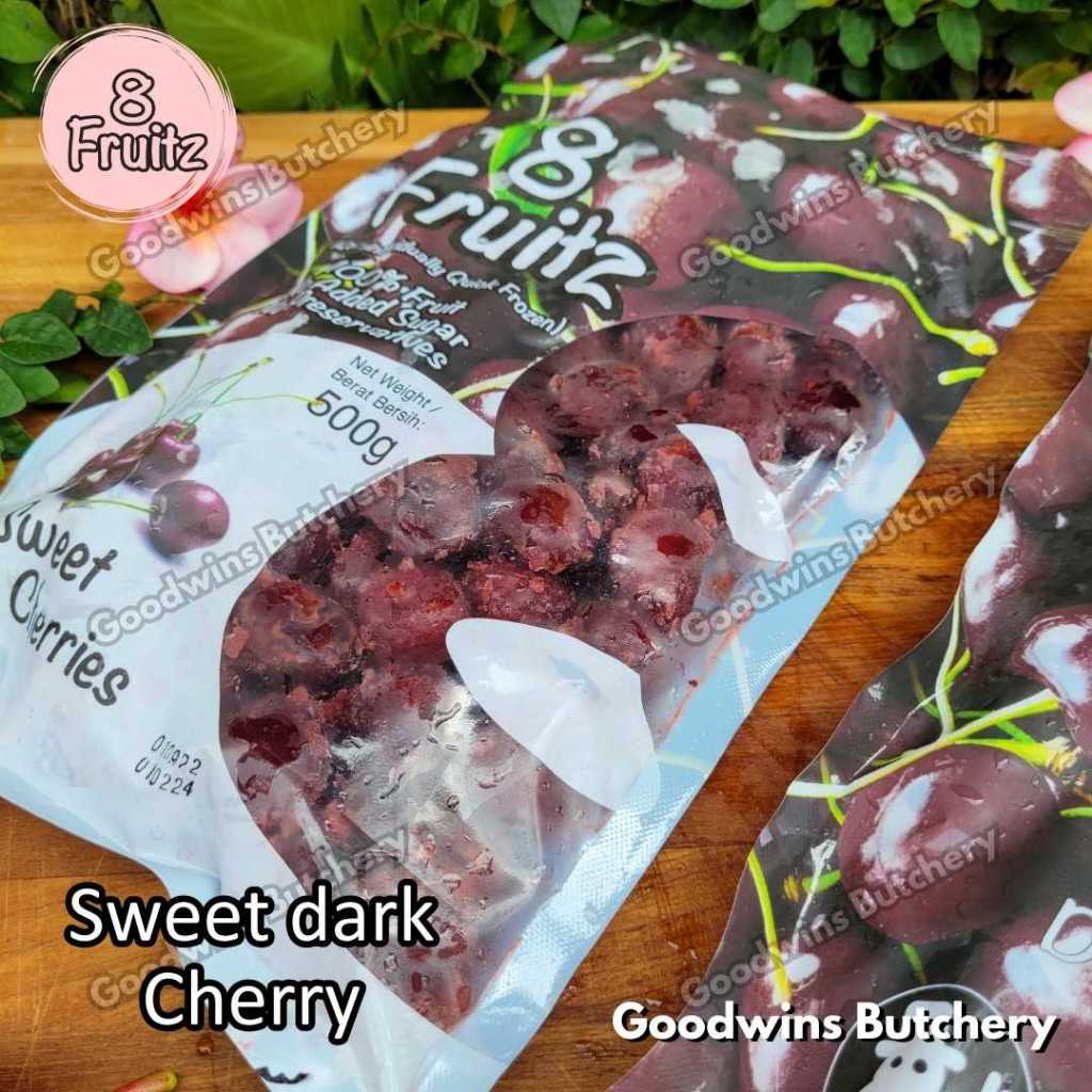 

Frozen fruit IQF DARK CHERRIES SWEET | buah beku import 8 Fruitz CERI CHERRY HITAM MANIS 500g
