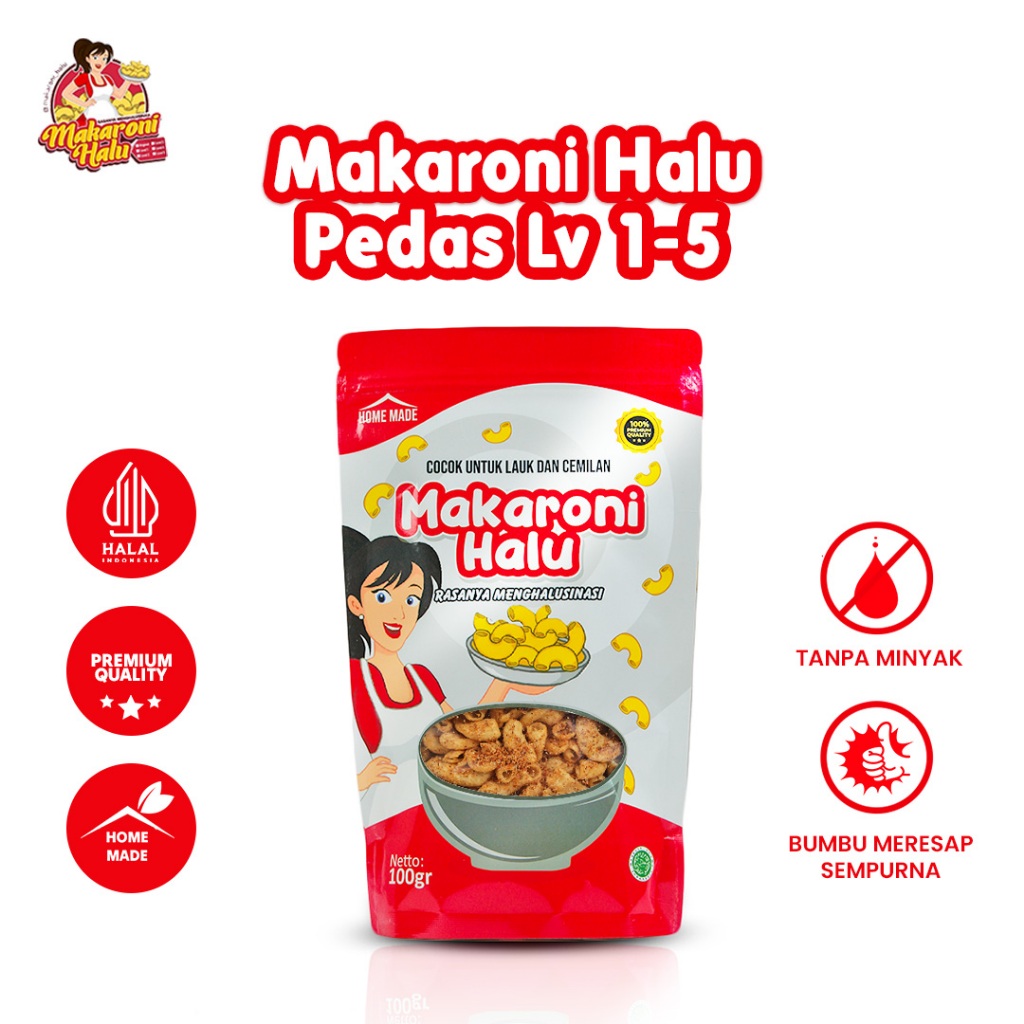 

Makaroni Halu - Makaroni Pedas Asin 100gr