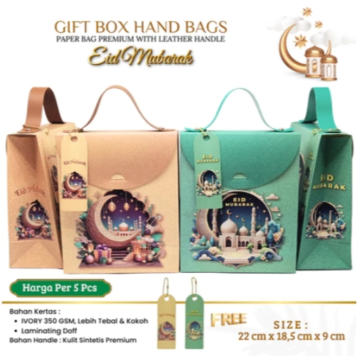 

BAGGY BOX IDUL FITRI ( 5 Pcs ) 18,5x9x22cm Box Baby Shower / Box birthday baby / box wedding