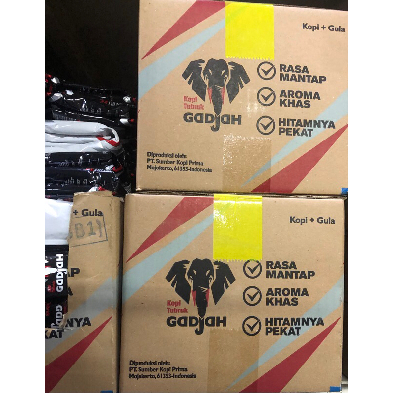 

Kopi tubruk gadjah manis 1 dus (kopi+gula terpisah) |12 rtngx10 pcsx24 gr