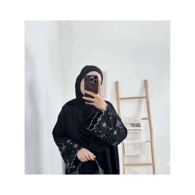 Azna Abaya Premium Coquette Wanita Elegan Abaya Bordir Motif Pita Abaya Terbaru