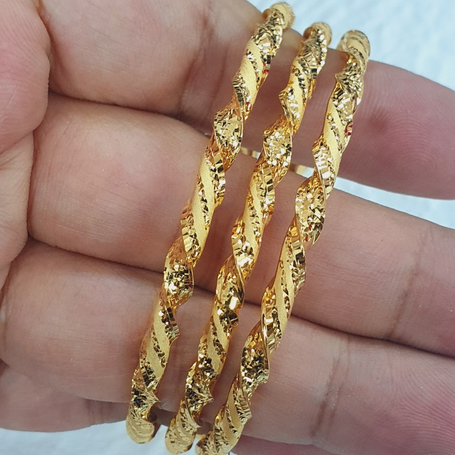 gelang model keroncong plintir kuning doff emas 70% 700 70 % 16k