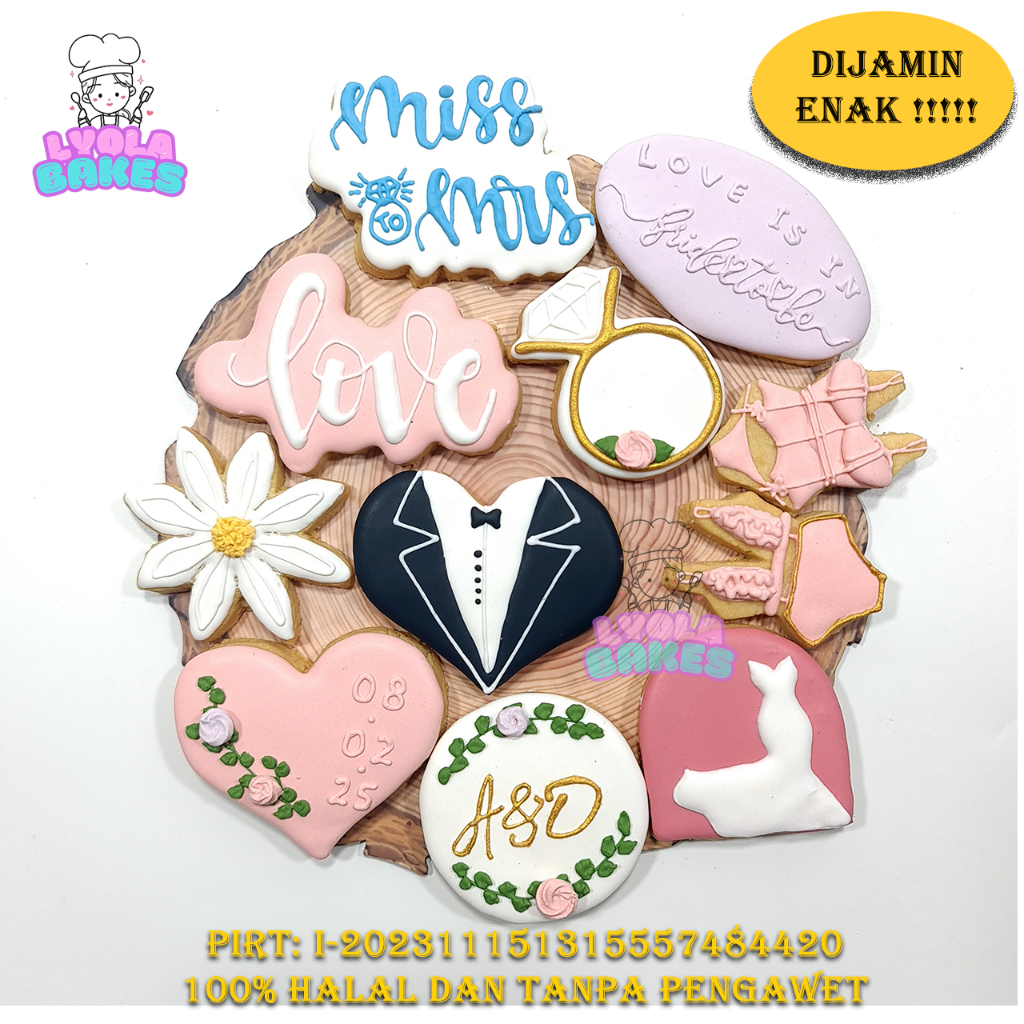 

Paket Wedding Cookies 11 pcs Kukis Cookies Cokies Pernikanahan Sangjit Enak Halal