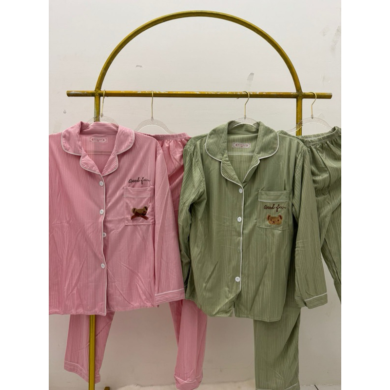 MMCB26 Setelan Baju Tidur Panjang motif macan - PIYAMA BAJU SATIN MACAN TIDUR LENGAN PANJANG