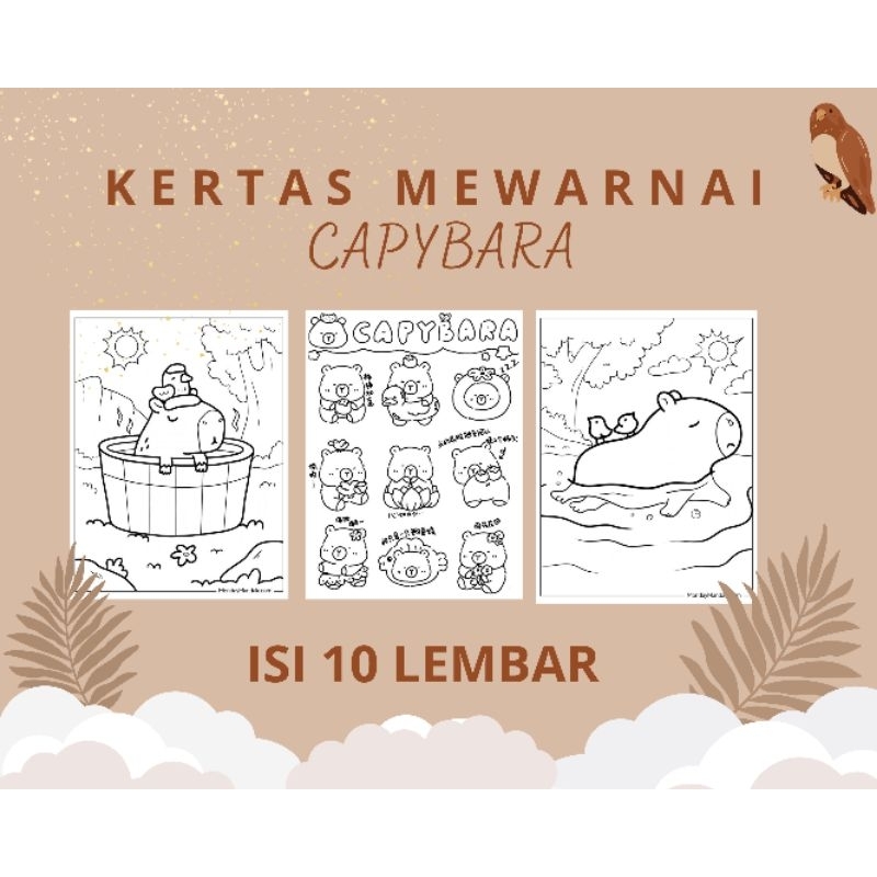 

CAPYBARA KERTAS MEWARNAI/COLORING PAPER / BELAJAR MEWARNAI SIZE A5