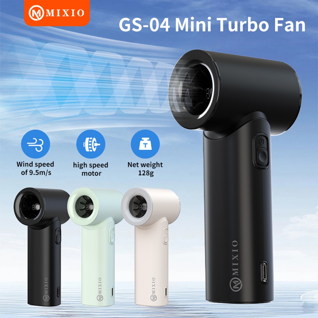 MIXIO GS-04 Mini Kipas Angin Turbo Strong Portable Handheld Rechargeable Mini Fan Lipat High Speed 1