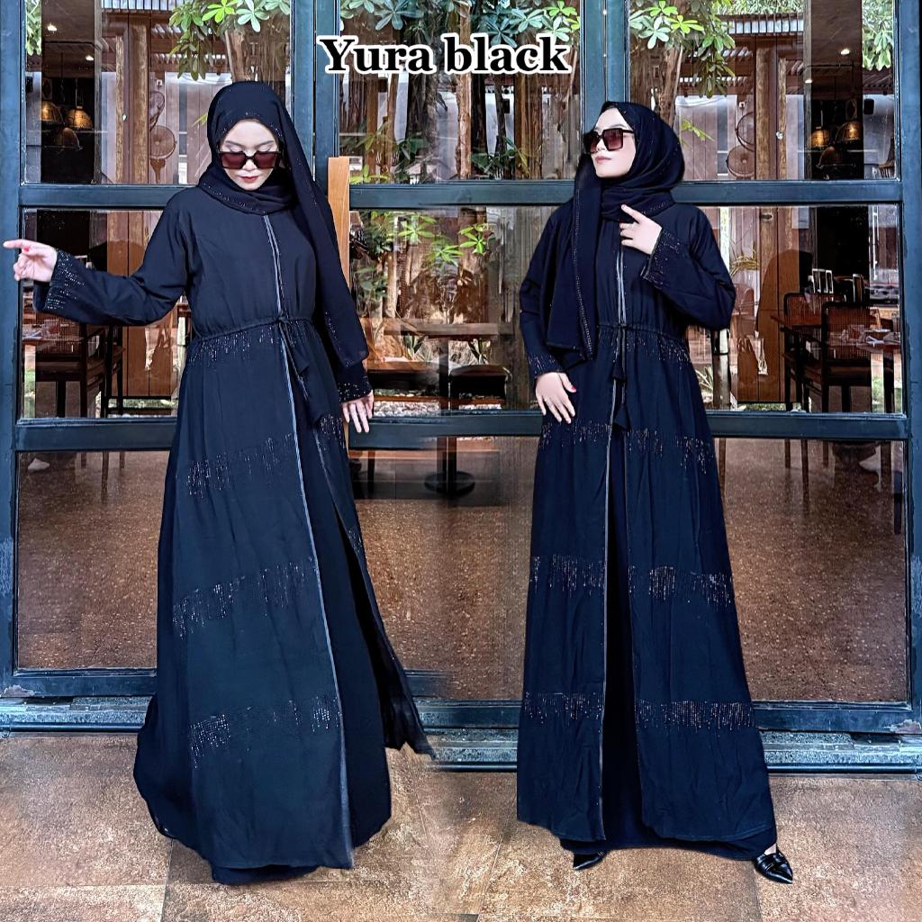Jauhara - Abaya / Gamis Syari Muslimah Bahan Jettbalck Super Grade A // Abaya Yura Black