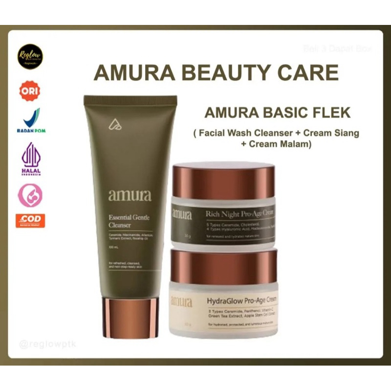 Amura Basic Flek Facial Wash Cleanser + Cream Siang Malam