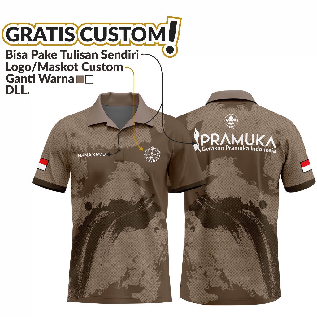 Baju Pramuka Kaos Pramuka Jersey Pramuka Terbaru bisa custom nama logo dll