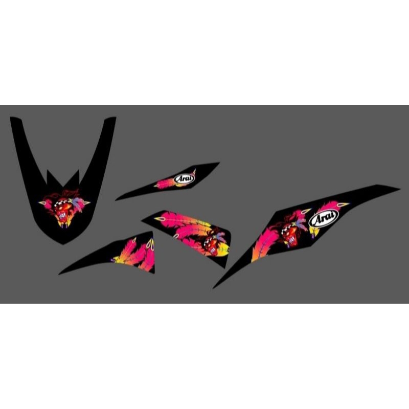 STRIPING STICKER TRANSPARAN MIO M3 MOTIF ARAI RUSSEL