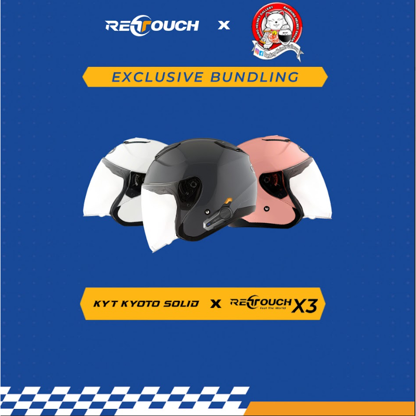 IIMS BUNDLING KYT KYOTO SOLID X RETOUCH | Helm KYT Kyoto Solid | Intercom Retouch Bluetooth | Interc