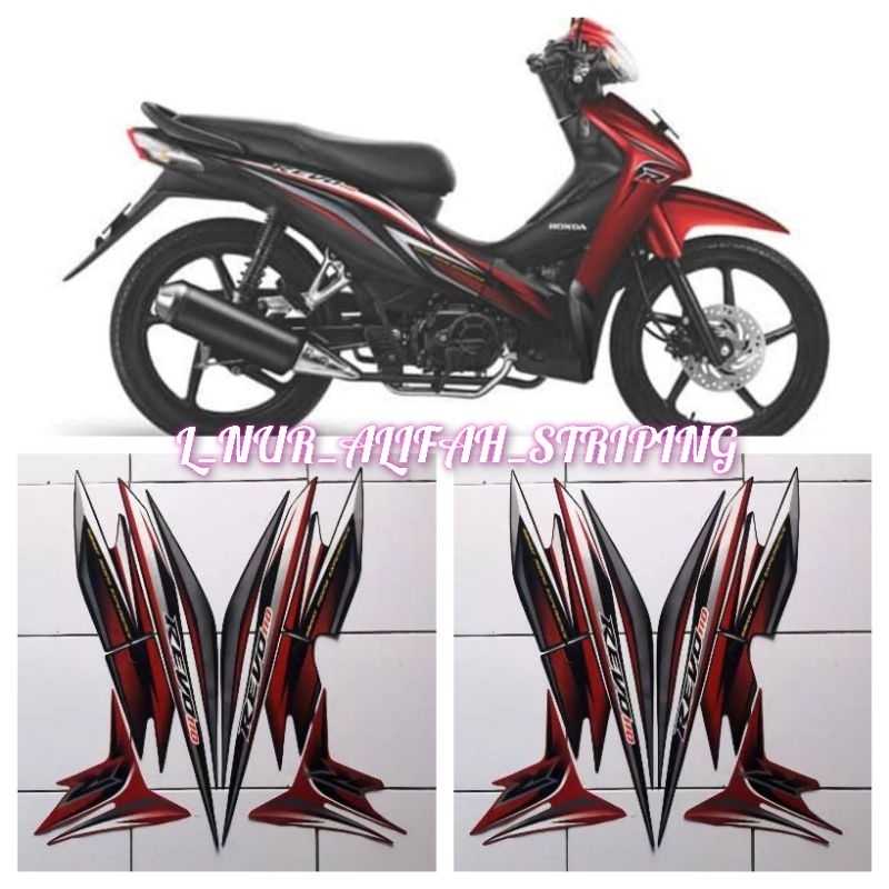Stiker Striping Lis Les Body Motor Honda Revo Absolute 110 CW 2013 Warna Hitam Merah