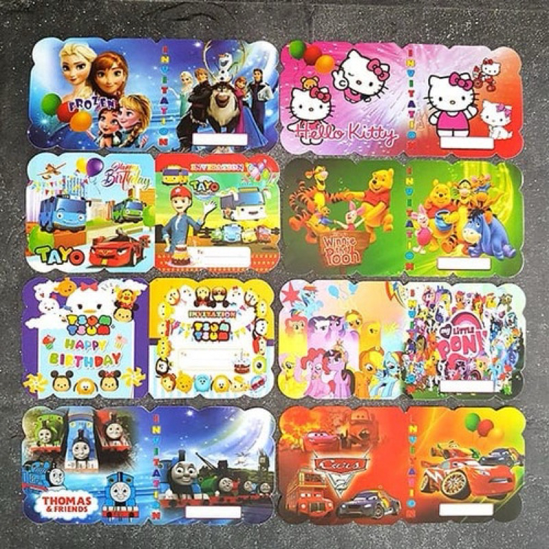 

Undangan Karakter perpack isi 10pcs free plastik (Osorisfunshopp)