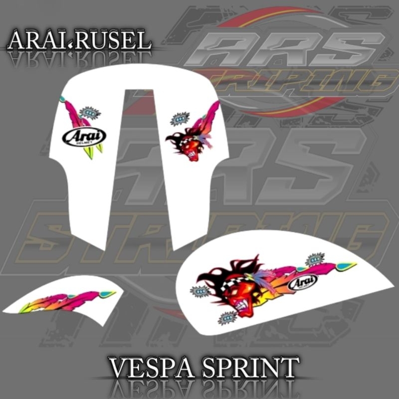 STRIPING STIKER VESPA SPRINT MATIC TRANSPARAN MOTIF ARAI RUSSEL LIMITED