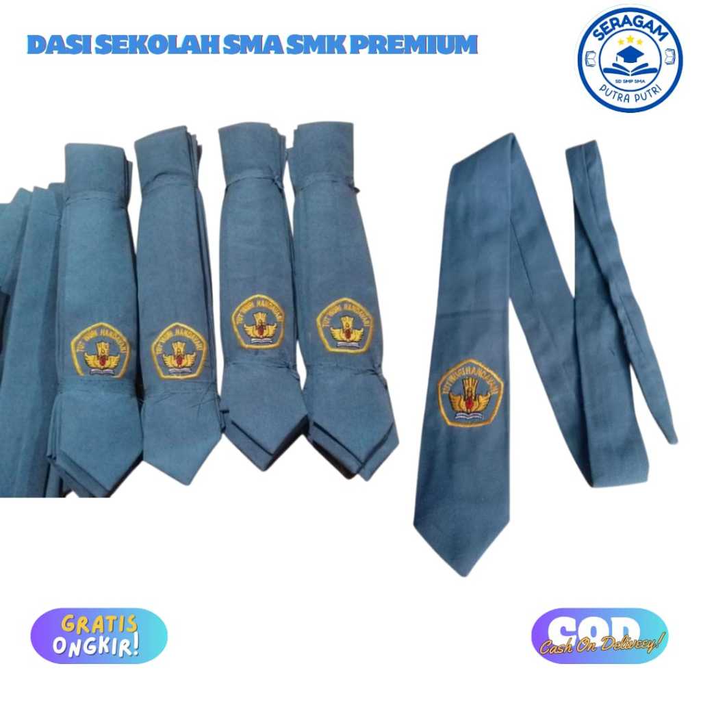 Dasi SMA SMK Logo Bordir Premium Dasi Sekolah SMK SMA Abu Abu Logo Bordir Laki Perempuan
