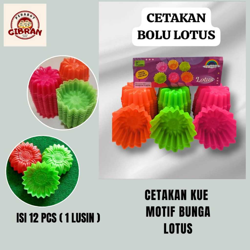 12 PCS CETAKAN KUE | PUTU AYU | PUDING | BOLU KUKUS MOTIF BUNGA LOTUS TERATAI BAHAN PLASTIK