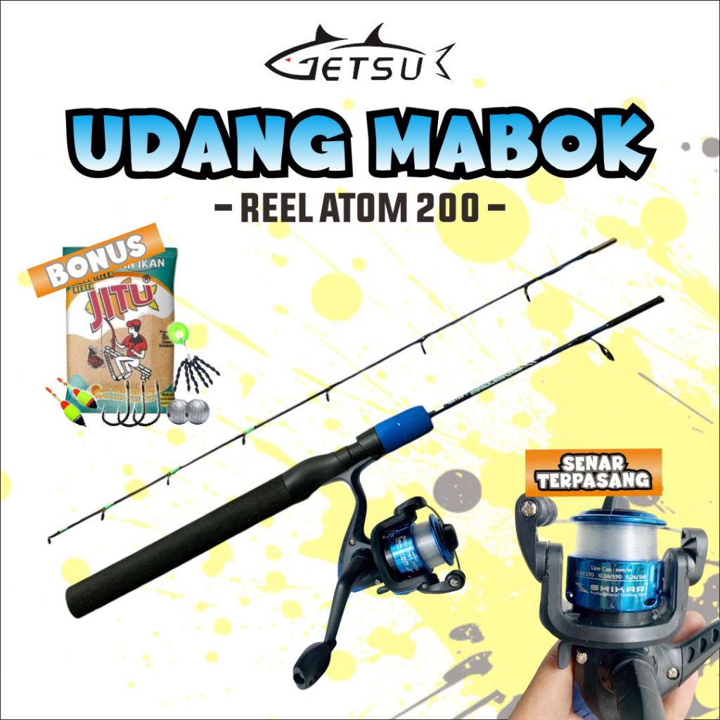 Set Sepaket Joran Pancing Udang 3-5lb Lentur Cocok Untuk Mancing Ikan Kecil Fiber Solid Max Drag 5kg