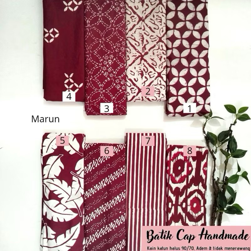 KAIN BATIK CAP HANDMADE MERAH MAROON SERIES