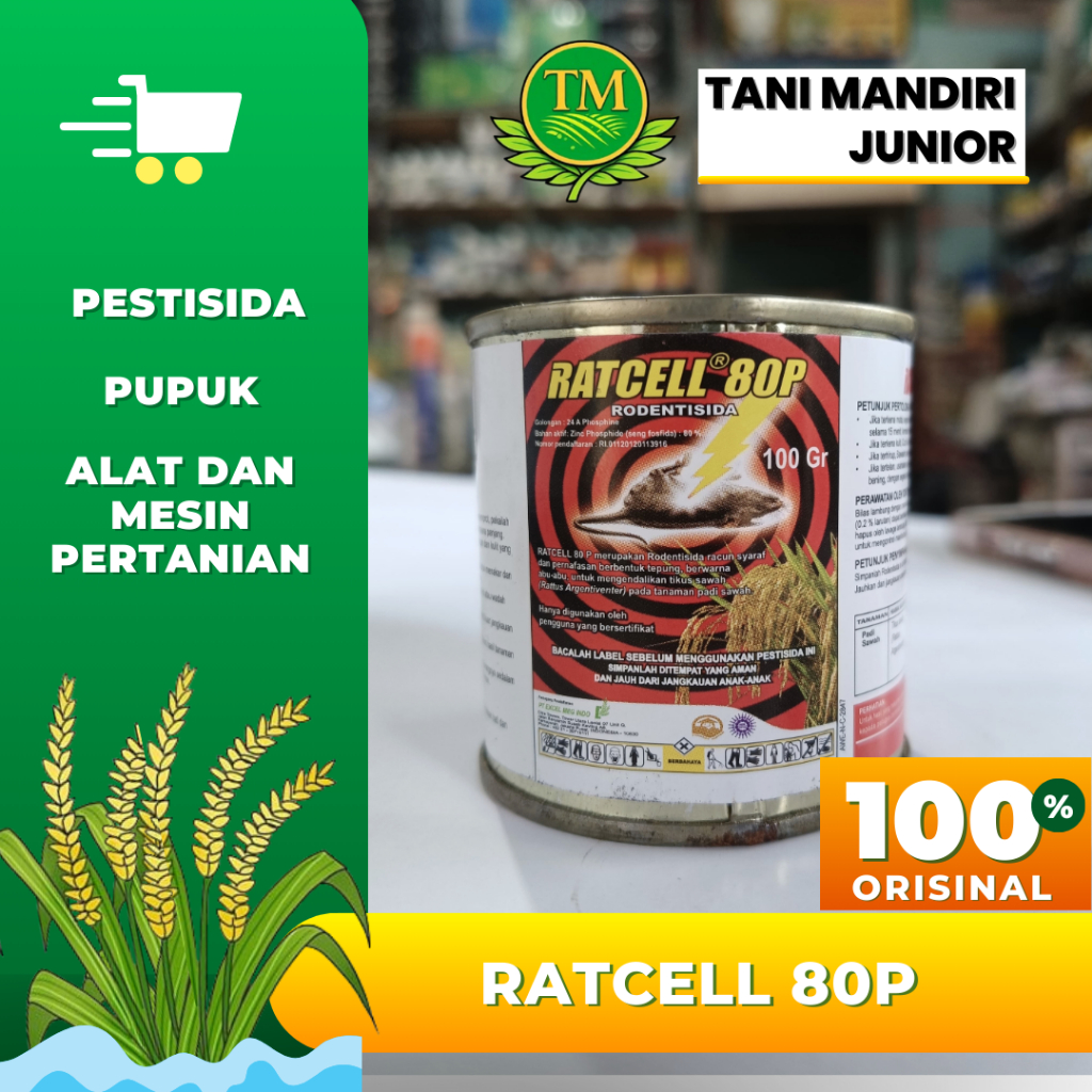 RATCELL 80P 100 gr (Rodentisida Sistemik, bahan aktif : Seng Fosfida Rodentisida )