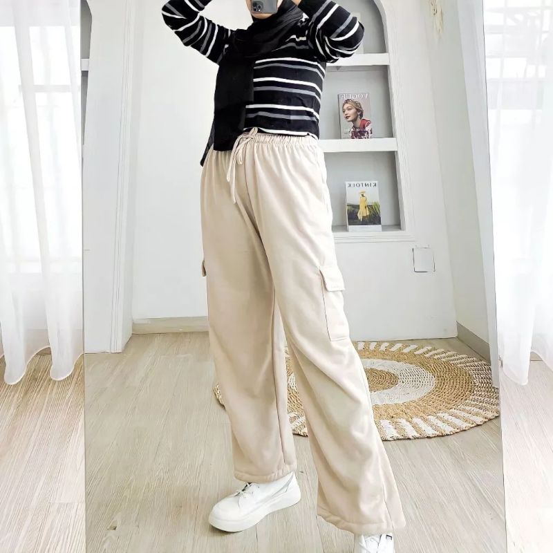 Celana Cargo Highwaist Wanita Training wanita Celana Training Panjang Premium