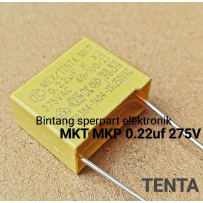 KAPASITOR MKP 0.22UF 275V MKT 224 TENTA KAPASITOR MKT 0.22UF 275V CAPACITOR MKP 0.22UF 275VOLT MKT M