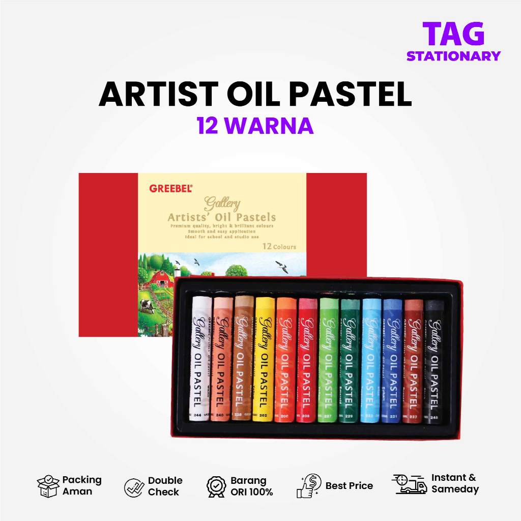 

GREEBEL Crayon Krayon ARTIST 12 Warna / ARTIST OIL PASTEL 12 (AOP12) Mewarnai Professional Crayon Set