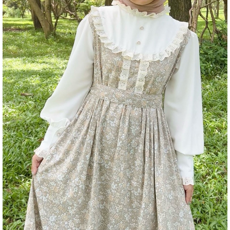 HIMEKA VINTAGE DRESS/OVERALL [preloved] | Cottagecore Coquette Dress