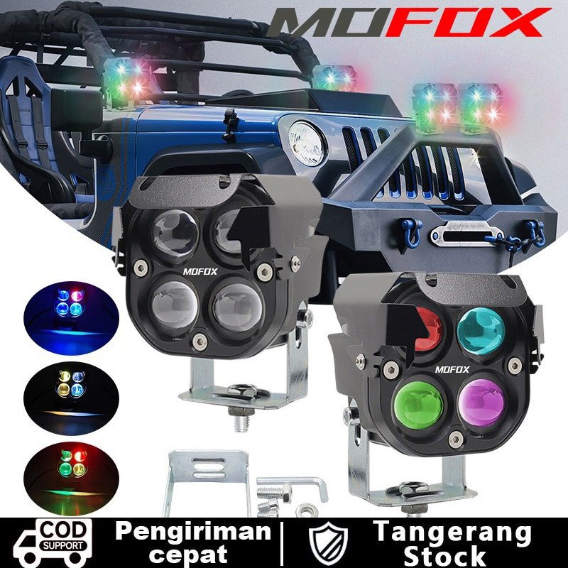 【COD】MOFOX DS1 Laser Gun Mini Driving Light 80W - Putih, Kuning, RGB Lampu Motor Tambahan untuk Sepe