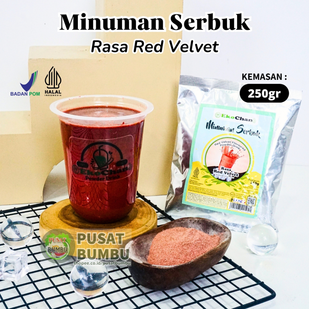 

Bubuk Minuman Red Velvet 250 gram EkoChan / Serbuk Minuman Red Velvet / Powder Drink/ Pusat bumbu