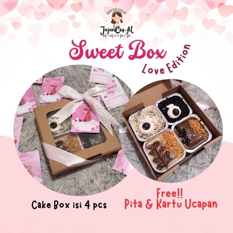

JajanCes | Hampers Valentine Sweet Box Edition | Cakebox Isi 4 Pcs | Kue coklat Lumer
