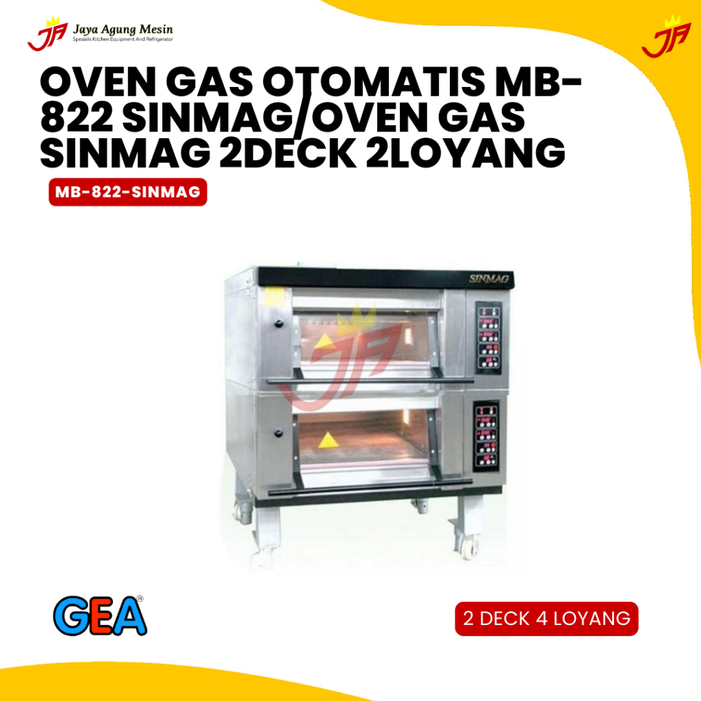 SINMAG Oven Gas 2 Deck 2 Loyang Otomatis MB-822 / Oven Gas 2Deck 2Loyang