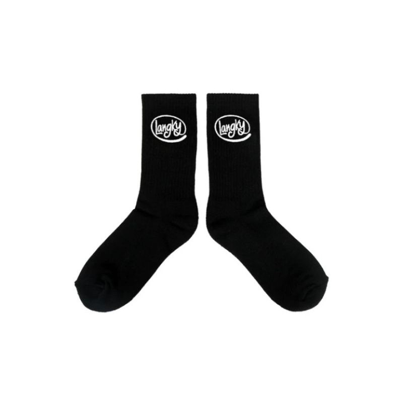 Kaos Kaki Sekolah Bahan Tebal Brand Langky ADTR Ovale Hitam Putih Kuning