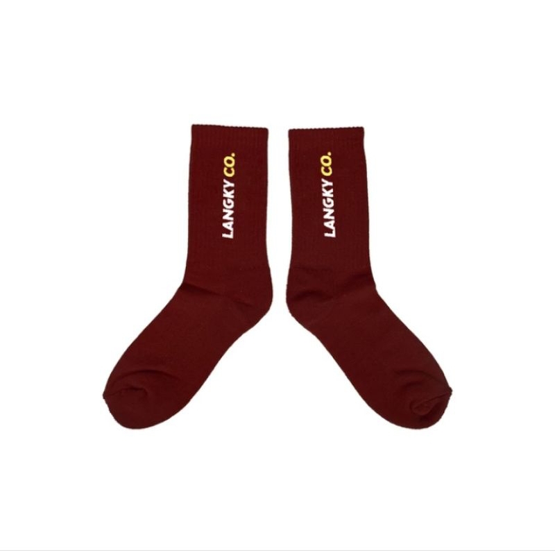 Kaos Kaki Unisex Langky TILTED Hitam Maroon Bahan Nyaman Dan Tebal